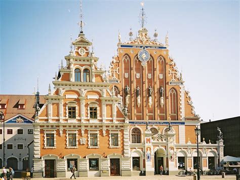 beautiful historic headquarter of Blackheads House, Riga, Latvia. It's ...