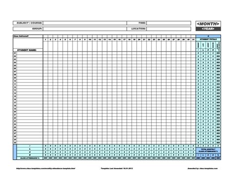 Attendance Tracker Printable