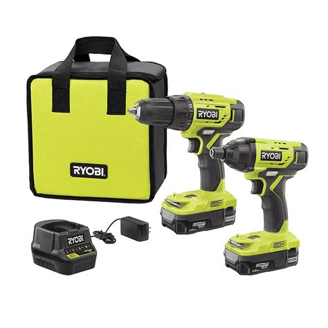 RYOBI 18V ONE+ Lithium-Ion Cordless 2-Tool Combo Kit with (2) 1.5 Ah ...