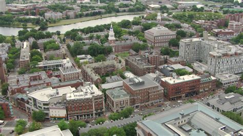 HD stock footage aerial video of Harvard University campus buildings ...