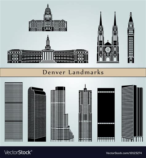 Denver landmarks and monuments Royalty Free Vector Image