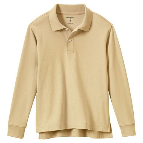 Kids 8-16 Lands' End School Uniform Long Sleeve Interlock Polo Shirt