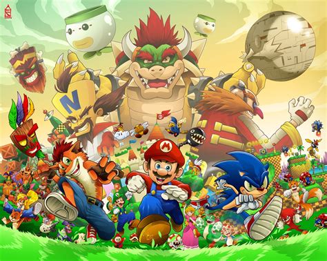 Video Game Crossover Bowser Mario Sega Nintendo Sony Sonic the Hedgehog ...