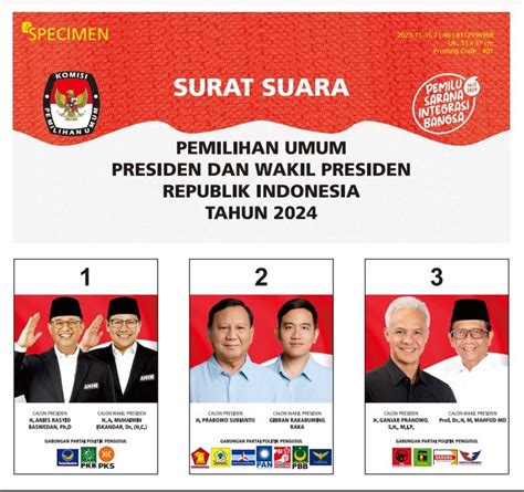 Ini Desain Resmi Surat Suara Pilpres 2024, Segera Didistribusikan