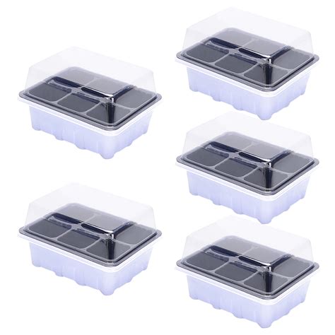 Lksixu 5 Pcs Seed Starter Tray, 6-Cell Plastic Germination Growing ...