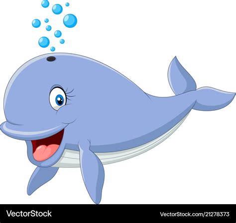 Happy whale cartoon Royalty Free Vector Image - VectorStock