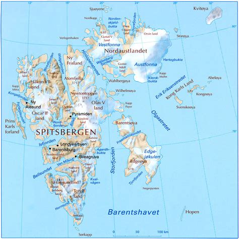 Svalbard Physical Map - Svalbard Norway • mappery