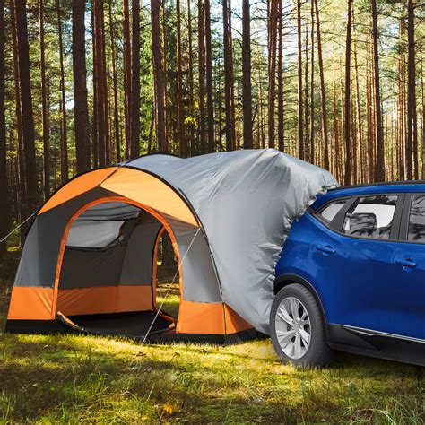 Outsunny 3-4 Person SUV Tent for Camping, UV30+ Double Door Camping ...