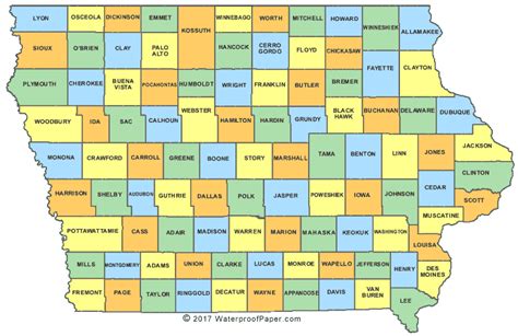 Printable Iowa County Map - Printable Word Searches