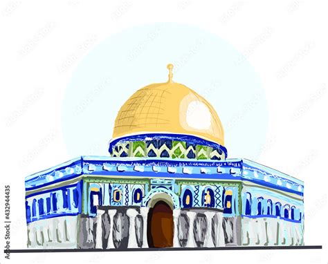 Al-Aqsa Mosque hand drawing vector. Jerusalem Stock Vector | Adobe Stock