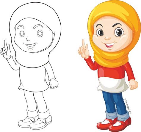 +13 Gambar Kartun Anak Sd Berjilbab