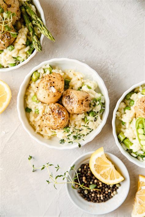 Blackened Scallops with Spring Green Risotto - Elegant and EASY