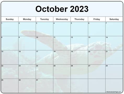 Collection of October 2023 photo calendars with image filters.