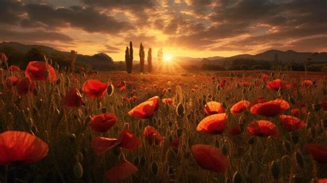 Premium AI Image | Remembrance Day poppy field Generative AI