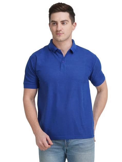 Cotton Plain Men Blue Collar T -Shirt, Polo Neck at Rs 195/piece in New ...