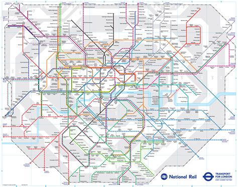 Mapa y plano de tren urbano de Londres : estaciones y lineas