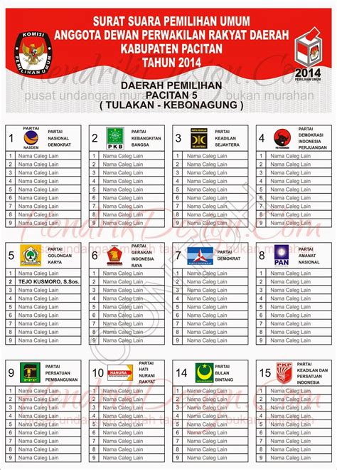 Order dan Contoh Desain Surat Suara Pemilu 2014 - Undangan Manten Murah