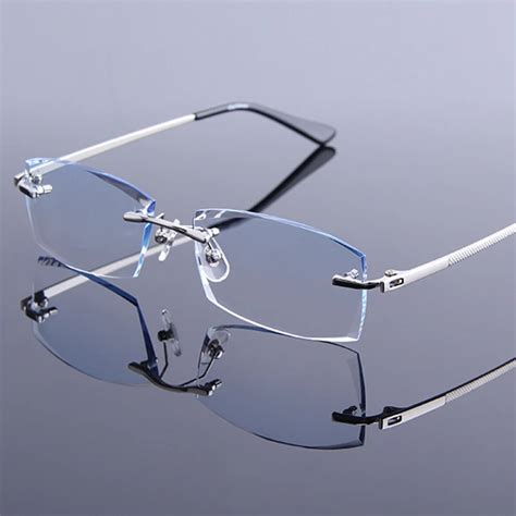 Fashion Rimless Reading Glasses Male High Quality Clear Lenses Silver ...