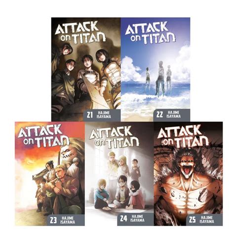 Attack on Titan MANGA Paperback Collection Set of Books 21-25 by Hajime ...