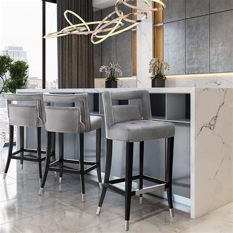 Chase Velvet Bar and Counter Stool | Modern bar stools kitchen, Bar ...