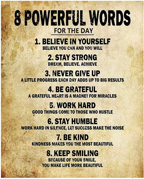 Motivational Quotes 8 Powerful Words For The Day Poster Thick Cardstock ...