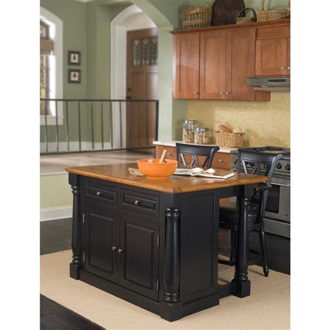 HOMESTYLES Monarch Black and Oak Kitchen Island-5008-94 - The Home ...