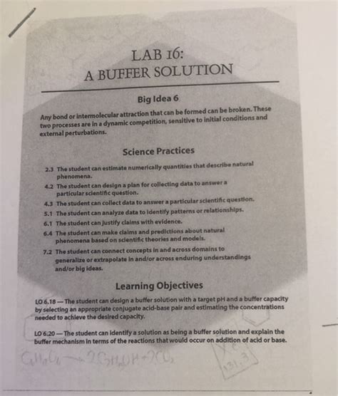 LAB 16: A BUFFER SOLUTION Big Idea 6 Any bond or | Chegg.com