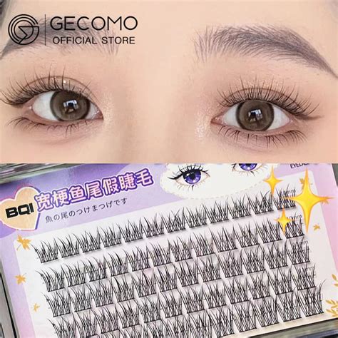 GECOMO Lazy Style Fishtail False Eyelashes, Wide Stem Eyelashes ...