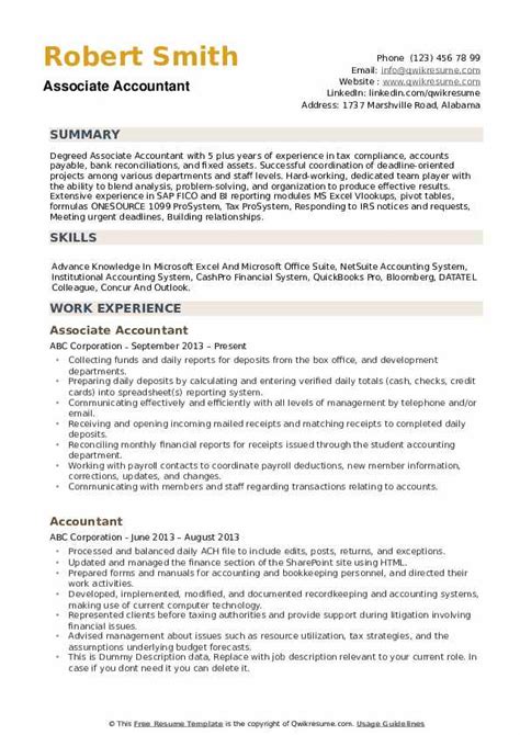 Accountant Resume Samples | QwikResume