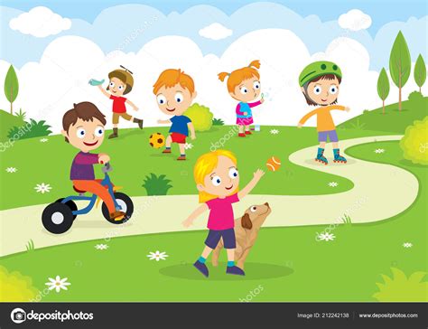 Set Kids Playing Park Stock Vector by ©miniaria@gmail.com 212242138