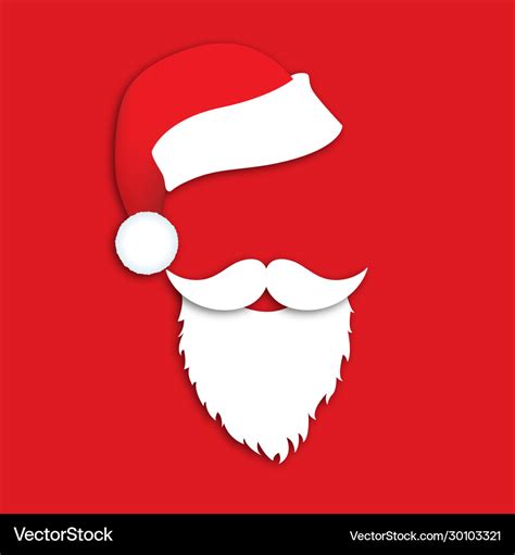 Santa claus hat and beard Royalty Free Vector Image