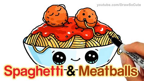 How to Draw Spaghetti and Meatballs step by step Easy - Fun Food with ...