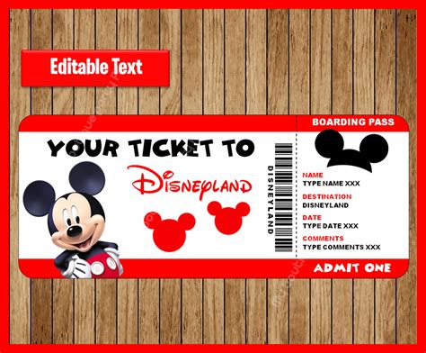 Printable Ticket to Disneyland Surprise Trip Birthday Gift - Etsy Singapore