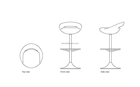 Modern Bar Stool - Free CAD Drawings