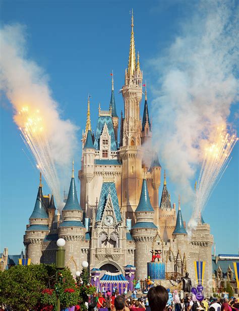 Cinderella Castle, Disney World Florida, with daytime fireworks ...