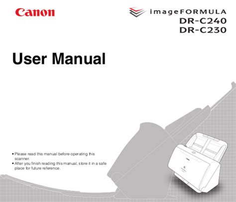 User manual Canon ImageFormula DR-C240 (English - 116 pages)