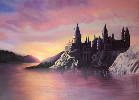 Almost finished with this acrylic painting of hogwarts after 30+ hours ...