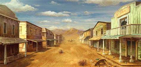 Old Western Town Cartoon