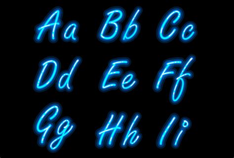 Neon alphabet font in blue part 1 533273 Vector Art at Vecteezy