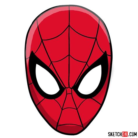 How to draw Spider-Man mask - Sketchok easy drawing guides