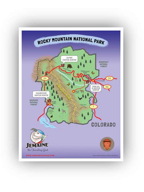 Jemaine The Traveling Goat – Rocky Mountain National Park Map/Poster