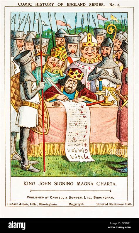 King John signing the Magna Carta in Runnymede in 1215. Comic history ...