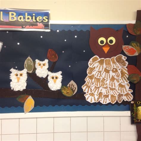 Owl babies display done in F2 | School art activities, Baby owls ...