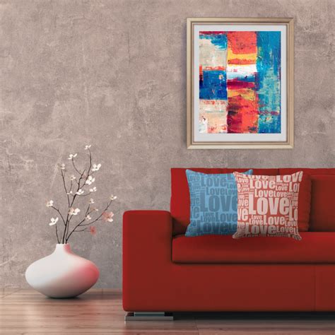 Red And Blue Pillows Meet Modern Art • KBM D3signs