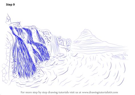 Learn How to Draw Waterfall Scenery (Waterfalls) Step by Step : Drawing ...