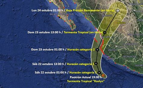 ¿Cuál es la trayectoria del huracán Roslyn, a dónde se dirige y cuándo ...