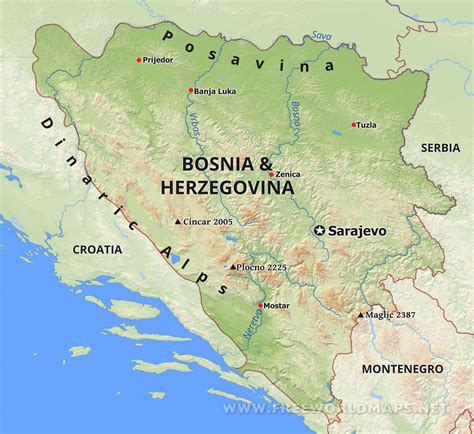 Bosnia Physical Map