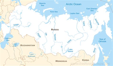 Russia Rivers Map