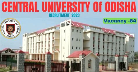 Orissa Central University Announcement 2023 : Vacancy 89 post - Free ...