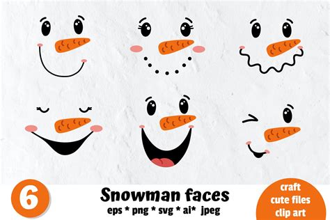 Snowman Faces Bundle, Snowmans Svg, Snowman Face Svg ...